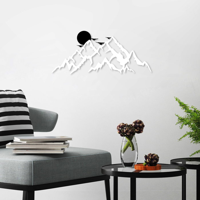 Wallity Full Mount And Mountain - 6 Escultura de Pared en Blanco y Negro